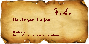 Heninger Lajos névjegykártya